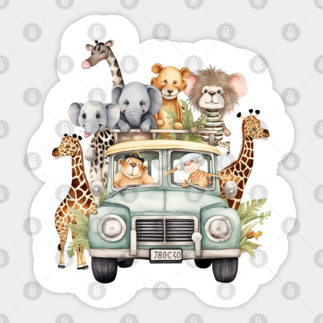 Watercolor Baby Animal Safari #2 Sticker by Chromatic Fusion Studio